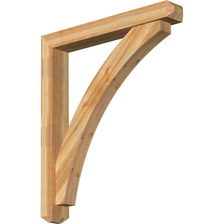 Ekena Millwork Thorton Craftsman Rough Sawn Bracket w/ Offset Brace, Western Red Cedar, 6"W x 42"D x 48"H BKT0604X42X48THR04RWR
